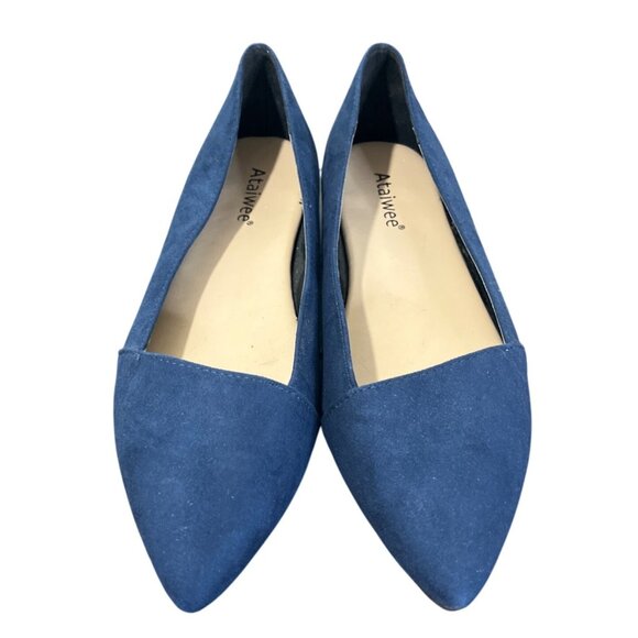Ataiwee Womens Flats Blue Faux Suede Pointed Toe Size Size 7.5 - Picture 2 of 10